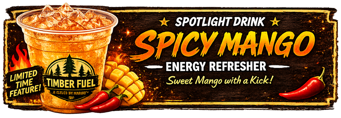 Spotlight Drink — Spicy Mango Energy Refresher · Sweet Mango with a Kick! · Limited Time Feature